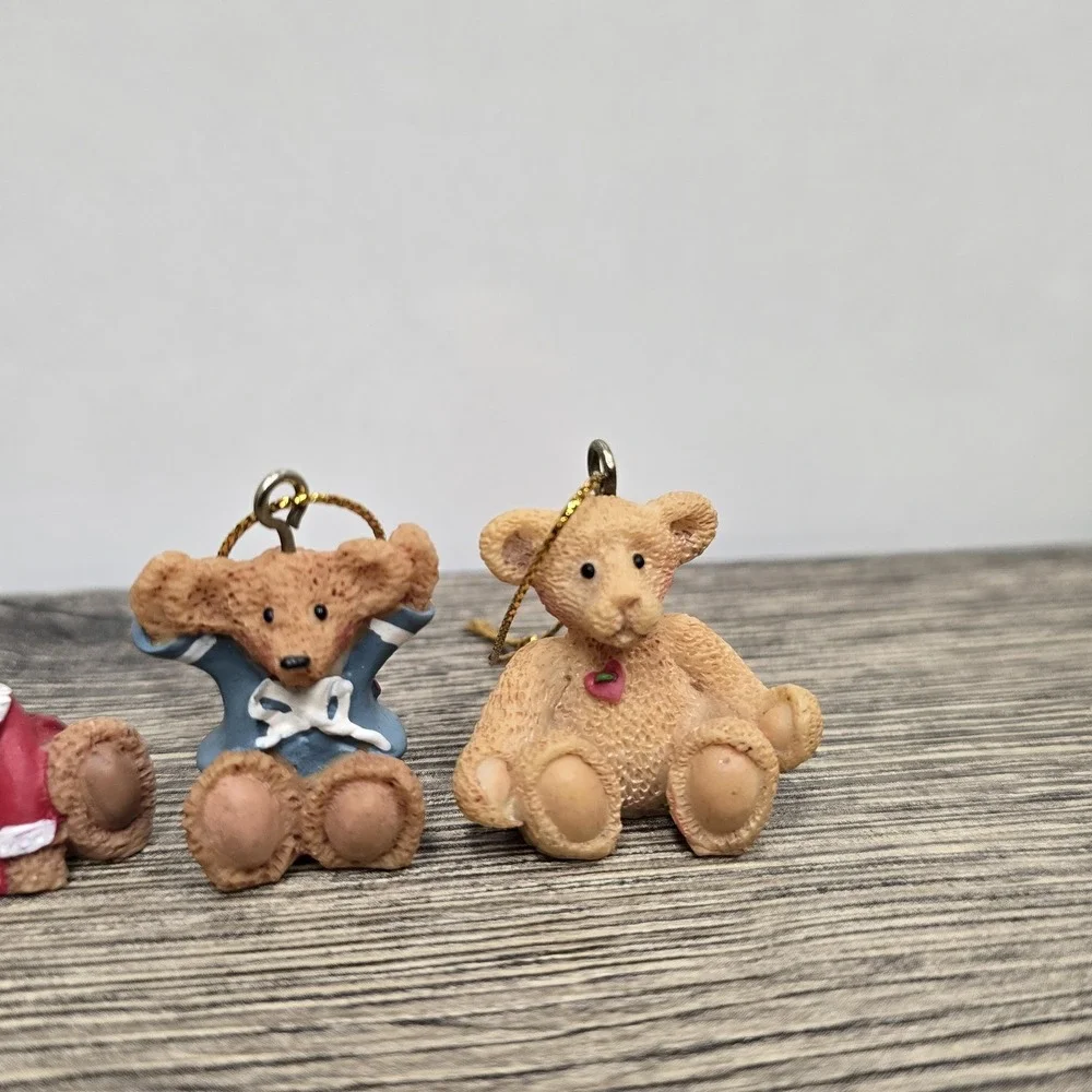 Vintage Kurt Adler Holly Bearies Miniature Bear Ornaments Set of 6‎ Christmas
